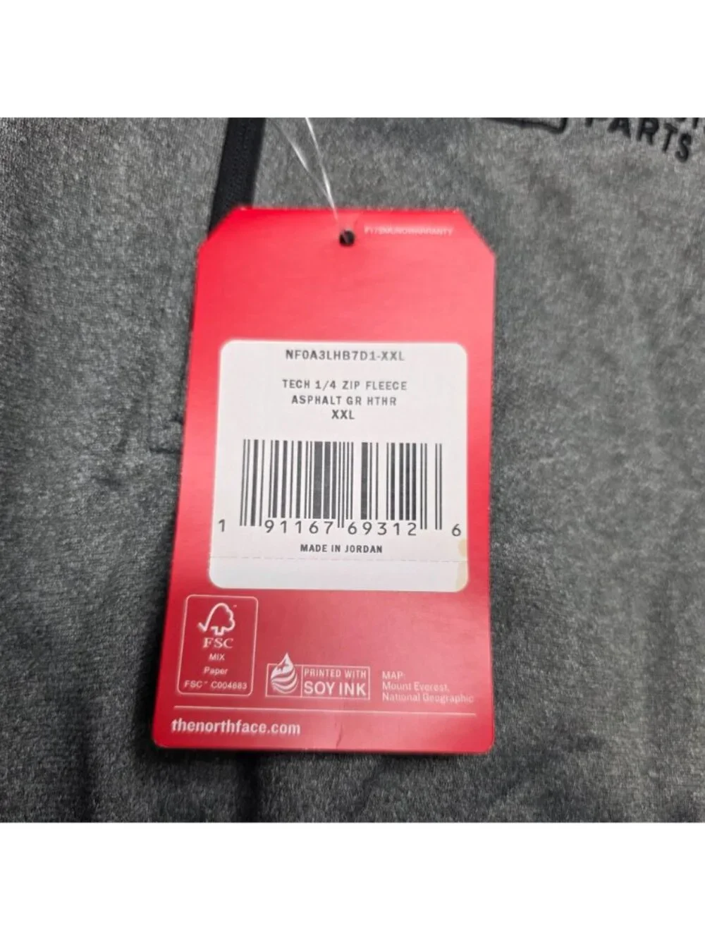 Mens The North Face Heather Gray Tech 1/4 Zip Fleece Pullover Long Sleeve XXL